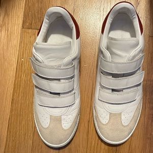 Isabel Marant Beth Leather White and Burgundy Sneakers Size 40